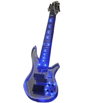 Изготовленная на заказ на заводе 7-струнная акриловая электрическая бас-гитара со светодиодной подсветкой, предложение на заказ