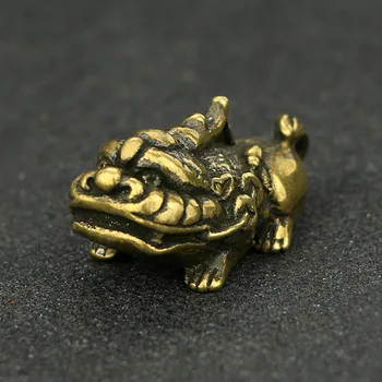 Китайский Медный Латунный Тигр ручной работы, Маленькая Статуэтка Фэншуй Пиксиу