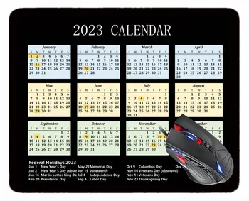 Коврик для мыши с календарем 2023 года с праздниками, светло-зеленый однотонный коврик для мыши для настольного ноутбука для работы и игр