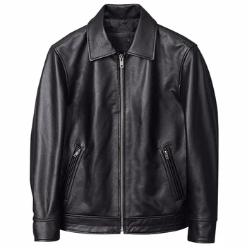 Кожаная куртка для гонщиков, большие размеры, винтажное черное мужское пальто из натуральной воловьей кожи, европейская модная байкерская куртка 6XL, Бесплатная Доставка