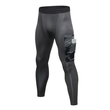 Компрессионные брюки для тренировок и фитнеса, мужские леггинсы для спортзала с карманами, камуфляжные спортивные брюки, спортивные штаны, дышащие узкие брюки 2XL для мужчин