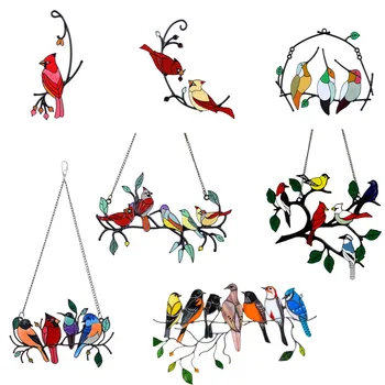 Красочное панно с птицами, подвесной декор на стену, висящий у окна, художественные подвески с птицами, украшения для дома, поделки, подарки на День матери