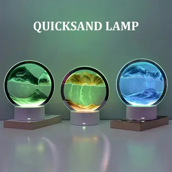 Креативная лампа из зыбучих песков LED Sandscape Lamp decoration maison Mood light Night Light 2023 Освещение вечеринки Рамадан Декоративные лампы
