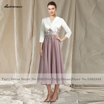 Лакшми, Элегантные наряды для новобрачных и мам, свадебное праздничное платье 2022 Vestidos Madrina Rose, Розовые вечерние платья чайной длины