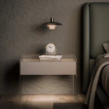 Легкие роскошные акриловые тумбочки, современная минималистичная мебель для спальни, креативный прикроватный столик для дома в скандинавском стиле, боковой шкаф для хранения вещей