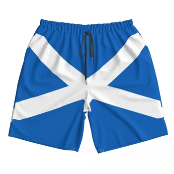 Летние мужские шорты с 3D-принтом флага страны Шотландии из полиэстера 2023 года, пляжные летние брюки для бега с карманами
