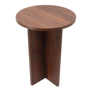 Маленький круглый столик из массива дерева старинного чайного цвета, деревянный кофейно-чайный столик для гостиной, спальни, маленький чайный столик
