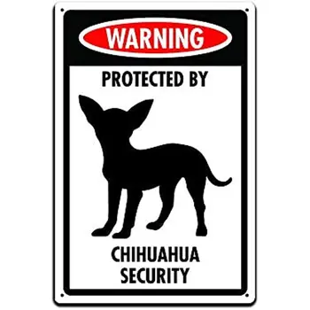 Металлические Жестяные знаки с предупреждением о собаке, охраняемые Службой безопасности чихуахуа