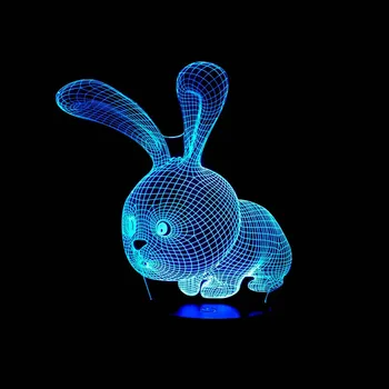 Милый кролик 3D ночник Домашнее освещение Настольная лампа Спальня Ребенок спит Ночник для домашнего декора Лампа