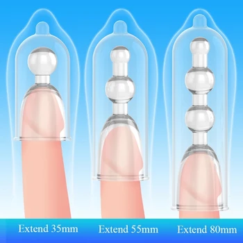 Многоразовые презервативы с удлинителем рукава для пениса Секс-игрушки для взрослых для мужчин, увеличитель члена, удлинитель рукава для члена, секс-шоп для увеличения размера
