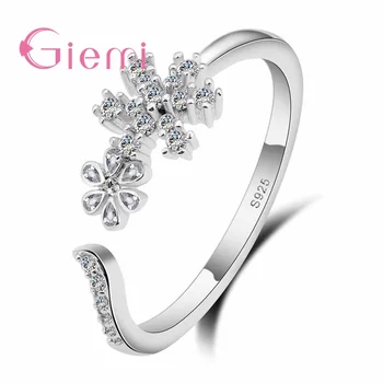Модное кольцо на палец из прозрачного хрусталя в виде снежного цветка, милые украшения из стерлингового серебра 925 пробы для женщин, вечеринка по случаю помолвки