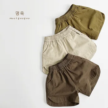 Модные короткие штаны для мальчиков, однотонные шорты для младенцев, укороченные брюки нового стиля, уличная одежда, Детские свободные брюки с тонкой резинкой на талии