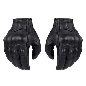 Мужские мотоциклетные перчатки в холодную погоду, перчатки для езды на мотоцикле, Ветрозащитная кожа, черный N84F