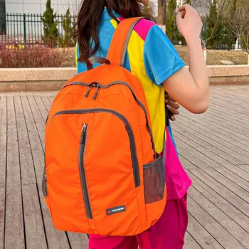 Мужской Женский складной рюкзак из ткани Оксфорд, удобный Дизайн накладного кармана на молнии сзади, дорожная сумка для кемпинга