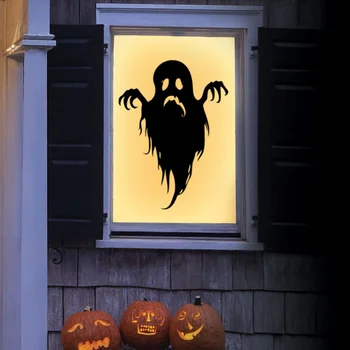 Наклейки на окна на Хэллоуин, наклейки на стены с призраками на Хэллоуин, наклейки на стены для вечеринки в честь Хэллоуина, принадлежности для домашнего декора в гостиной