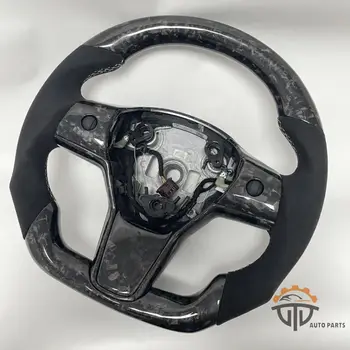 Настоящее Высококачественное Кованое Рулевое Колесо Из Углеродного Волокна Заводского Производства для Tesla Model 3 & Y Suede Leather