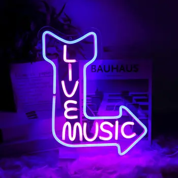 Неоновые вывески с живой музыкой, питание от USB для настенного декора, музыкальная светодиодная вывеска с надписью 