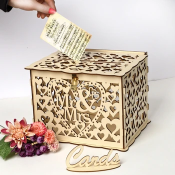 Новая деревянная коробка для свадебных подарочных карт 