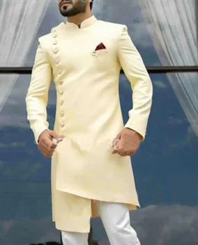 Новейший нерегулярный дизайн, мужской длинный пиджак, жених в индийском стиле, мужское свадебное платье, 2 предмета, смокинг для вечеринки, Terno Masculino