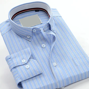 Новое поступление, модные Оксфордские мужские рубашки в полоску высокого качества с длинным рукавом, формальные осенние очень большие большие размеры 2XL-9XL10XL