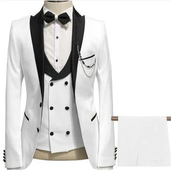 Новые костюмы Homme, 3 предмета, приталенные костюмы бойфренда для мужчин, модная одежда, свадебные смокинги, мужская куртка, жилет с брюками