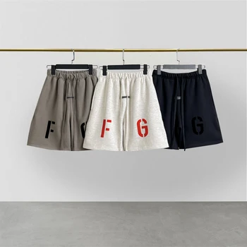 Новые мужские летние шорты бренда High street fashion FG flocking с логотипом, супер хип-хоп свободные шорты унисекс.