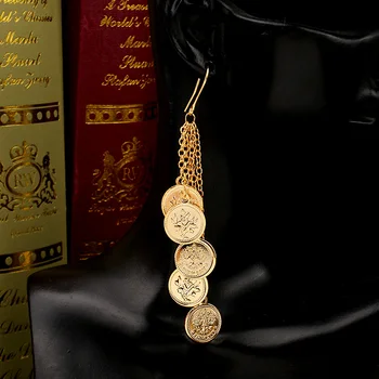 Новые серьги с монетами Ближнего Востока, позолоченные серьги для новобрачных, этнические свадебные украшения, турецкие аксессуары для женщин
