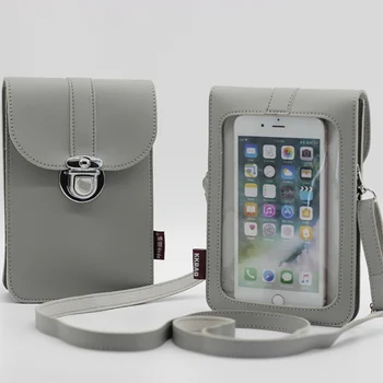 Новый Летний женский открытый карман из искусственной кожи, кошелек, сумка через плечо, модный замок, декоративный сенсорный экран мобильного телефона