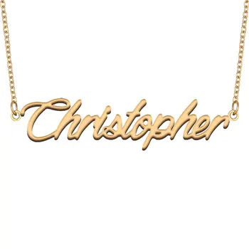 Ожерелье с именем Кристофера для женщин, ювелирные изделия из нержавеющей стали, подвески с именной табличкой золотого цвета, колье с буквами Para Mujer