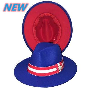 Оптовая продажа фетровой шляпы для мужчин и женщин, джазовой шляпы, аксессуаров на резинке, синего цилиндра, церковной мужской зимней шляпы шапка женская