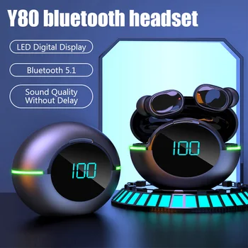 Оригинальные Беспроводные Наушники Y80 TWS с Микрофоном и Светодиодным дисплеем Наушники-Вкладыши Беспроводная Bluetooth-гарнитура Air Y80 Fone Bluetooth Наушники
