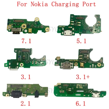 Оригинальный USB-разъем для зарядки, плата порта, гибкий кабель для Nokia 7.1 6.1 5.1 3.1 2.1, Запчасти для ремонта зарядного разъема