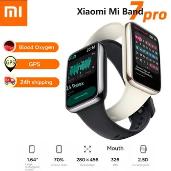 Оригинальный Xiaomi Smart Band 7 ProAMOLED Полноцветный Квадратный Экран Частота Сердечных Сокращений Кислород В крови GPS NFC Спортивные Водонепроницаемые Часы MiBand7
