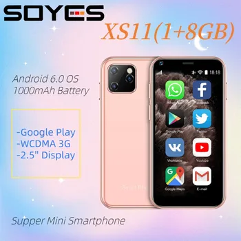 Оригинальный Мини-смартфон Soyes XS11 Android 6.0 Google Play Store Whatsapp Facebook TikTok Аккумулятор 1000 мАч 1 ГБ 8 ГБ Мобильный Телефон