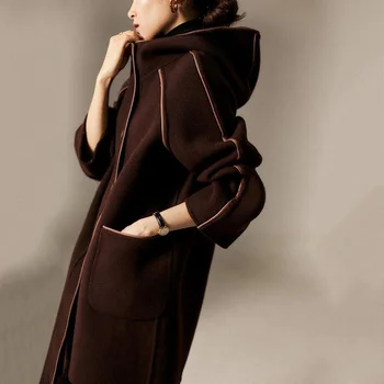 Осень /Зима 2023, Новая корейская версия, Свободный и тонкий Модный и универсальный стиль, шерстяное пальто с капюшоном для уменьшения возраста