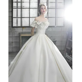 Основное свадебное платье на одно плечо 2023, Новая невеста, Модное Французское легкое простое вечернее платье для женщин, бальное платье