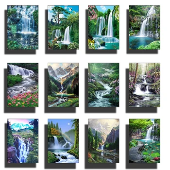 Пейзаж с водопадом, природа, зеленые плакаты, настенная живопись, картины для гостиной, современный домашний декор