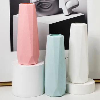 Пластиковая ваза, креативная алмазная ваза Nordic Wind, модная простая устойчивая к падению имитация фарфоровой вазы, украшение для дома, цветочный горшок