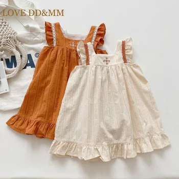 Платье LOVE DD & MM для маленьких девочек, детская вечеринка, милая кружевная одежда принцессы с вышивкой без рукавов, детские наряды, детские костюмы