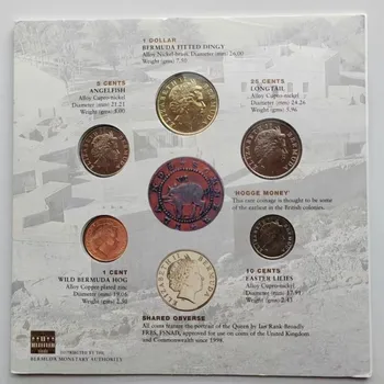 Полный набор Бермудских островов из 5 монет 2004 года выпуска, Монетный двор, Книга в твердом переплете, 100% Оригинал