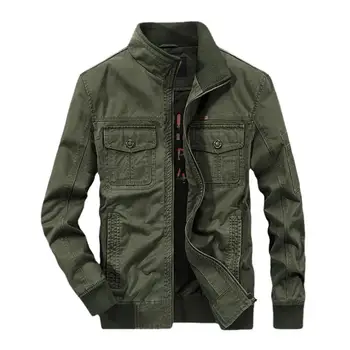 Популярное весенне-осеннее мужское повседневное однотонное свободное пальто с несколькими карманами, куртка-бомбер, военная куртка-карго, мужское повседневное пальто на открытом воздухе