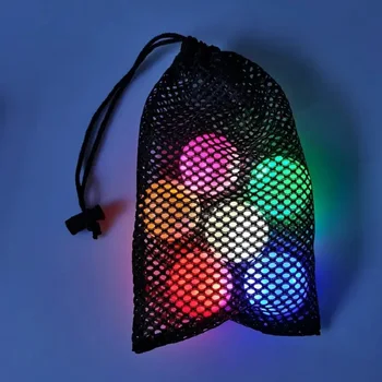 Портативная тренировка ночью Подарок Упаковка из 6ШТ Сетчатая сумка Прочные светящиеся в темноте светодиодные мячи для гольфа