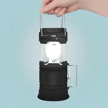 Портативное Солнечное зарядное устройство Растяжимый Фонарь для кемпинга Лампа светодиодного наружного освещения Лампа для складной палатки USB Перезаряжаемый Фонарь
