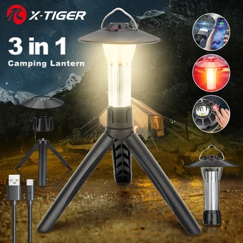 Походная лампа X-TIGER 3 в 1, Уличный светодиодный настольный светильник, Подвесной светильник, фонарик, Многофункциональный инструмент для исследования, выживания, отключения электроэнергии