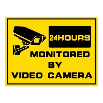 Предупреждение о безопасности 24-часовая сигнализация безопасности, предупреждающие надписи, Метка камеры наблюдения, оповещение о видеонаблюдении, металлический знак