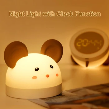 Прекрасный Мультфильм Led Bedlamp night lamp USB Перезаряжаемый Ночник Домашняя Декоративная Лампа Подарки с Часами и Обратным Отсчетом для Детей