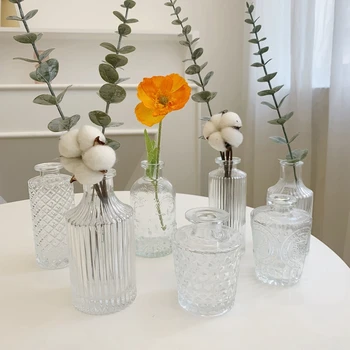 Прозрачная стеклянная ваза Скандинавские Вазы для цветов Террариум Гидропоника для растений Ins Бутылки для букетов Украшение рабочего стола в домашней спальне