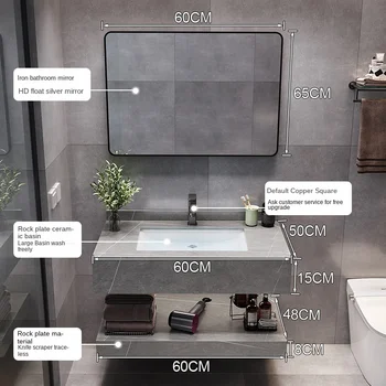 Простая комбинация шкафов для ванной Комнаты, современная Каменная плита, Керамическая раковина, Умывальник, Набор для ванной комнаты