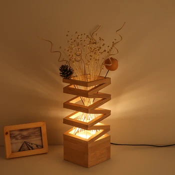 простая настольная лампа декоративное бревно цветочная композиция теплая романтическая прикроватная тумбочка для спальни гостиная кабинет перезаряжаемая светодиодная настольная лампа