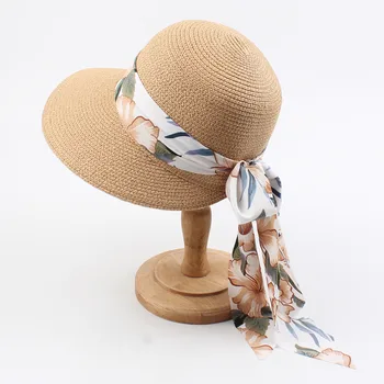 Простая складная соломенная шляпа с широкими полями для девочек, солнцезащитная шляпа, Пляжная женская летняя шляпа, Дорожная кепка с защитой от ультрафиолета, женская кепка, женская кепка